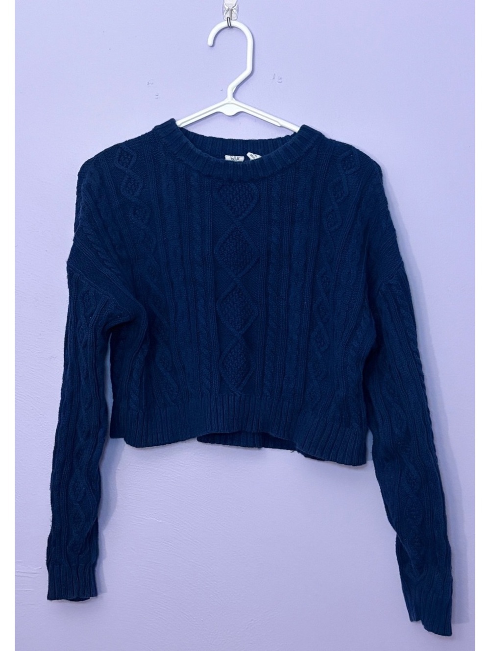 Girls Fall GAP Kids Navy Blue Cable Knit Cropped Sweater XXL (14)